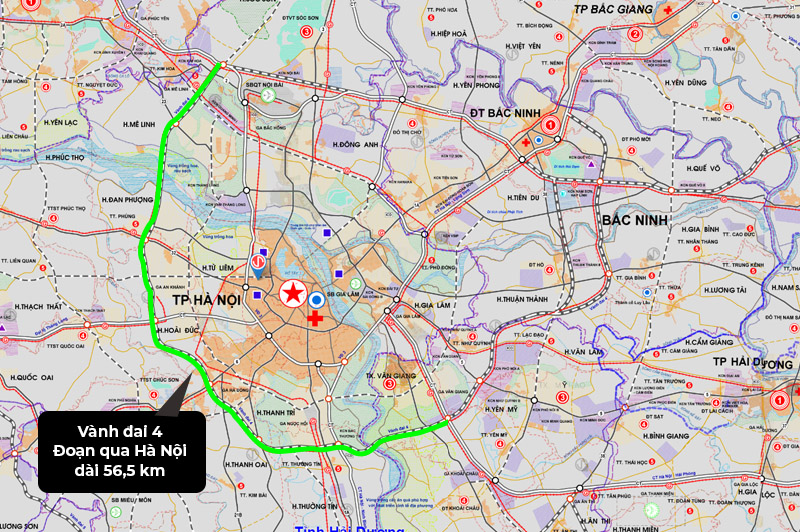 Bản đồ quy hoạch đường Vành đai 4 Hà Nội - Tiến độ 2024